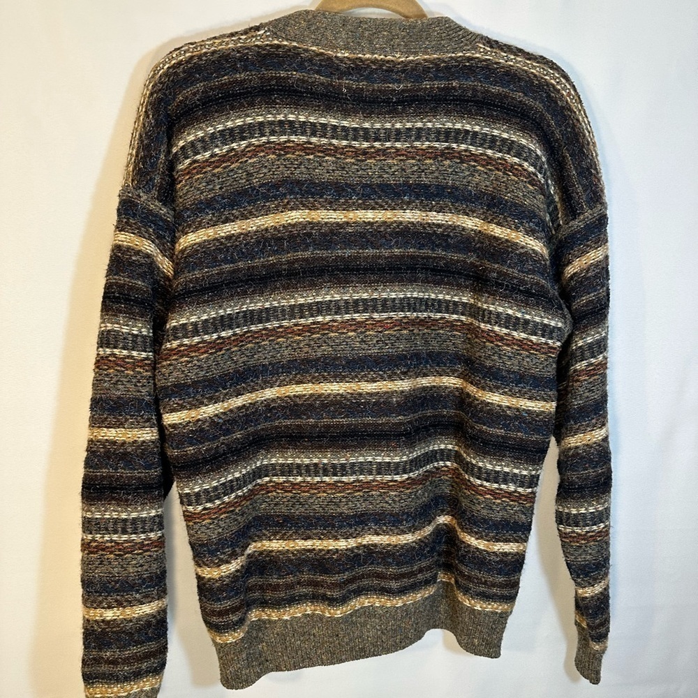 Etchings Vintage Brown Cream Knit Wool Blend Front Buttons Sweater Cardigan L - Picture 3 of 8
